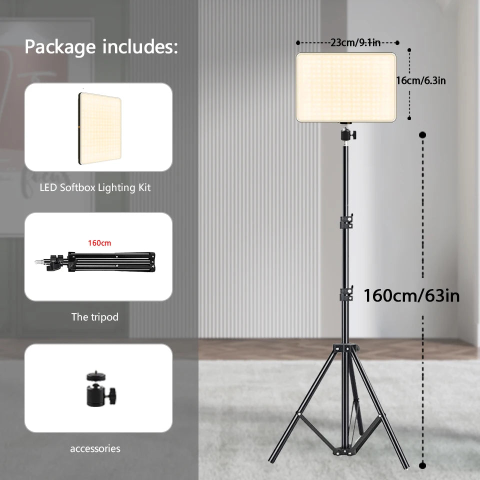 Wirsens Bi-Color LED Video Light with Tripod – 3300K to 5600K Adjustable