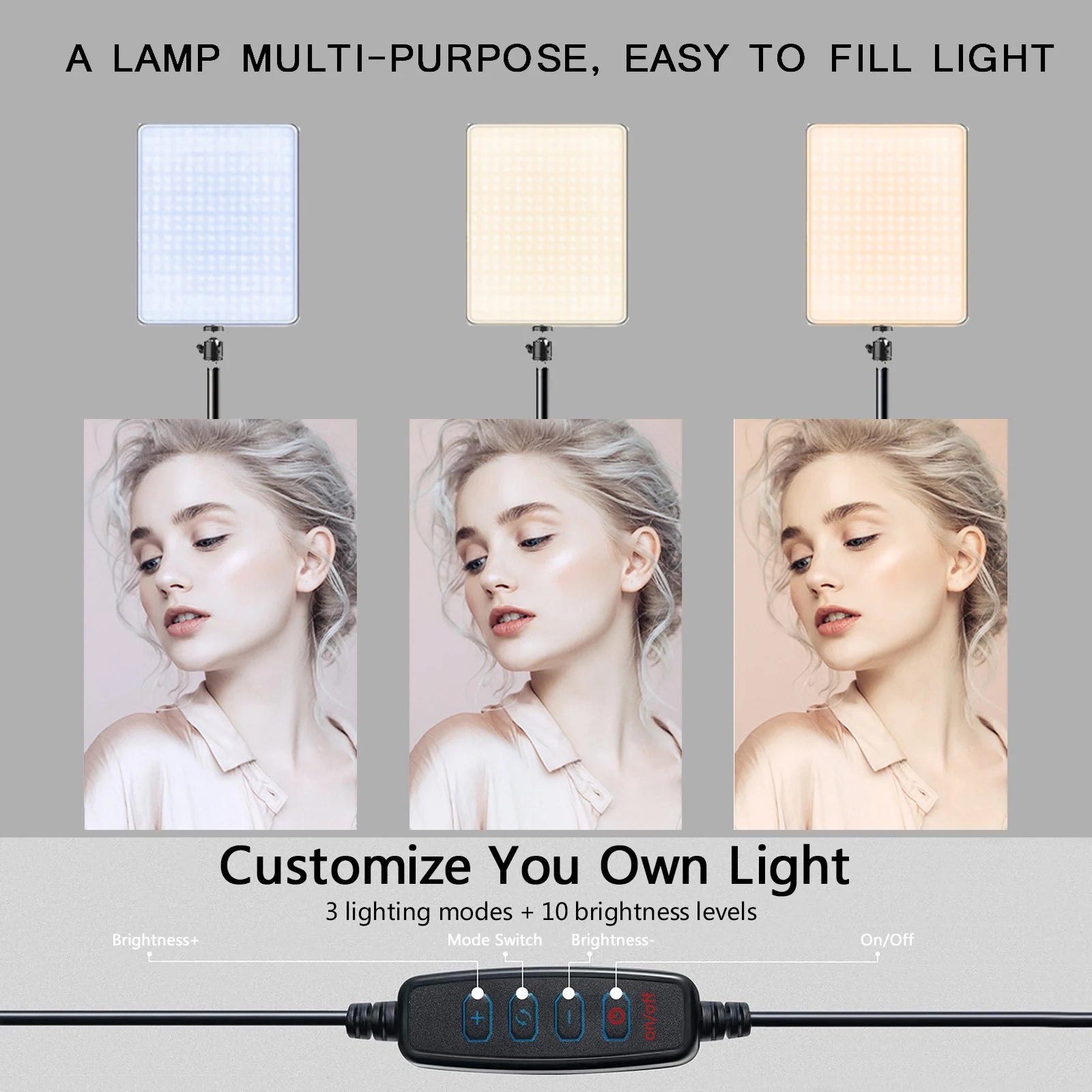 Wirsens Bi-Color LED Video Light with Tripod – 3300K to 5600K Adjustable