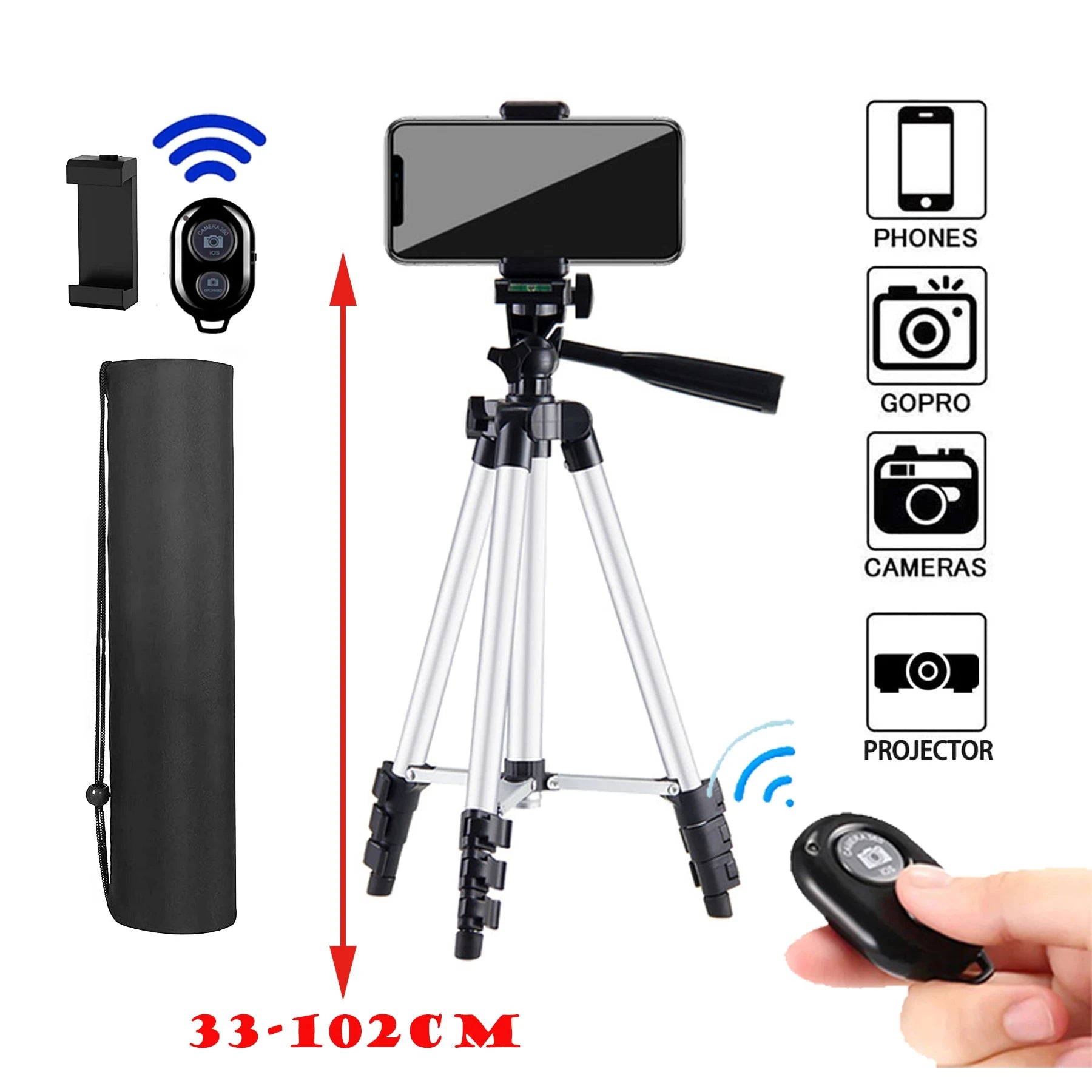 WIRSENS universal Smartphone Tripod – 100 cm + Bluetooth Remote
