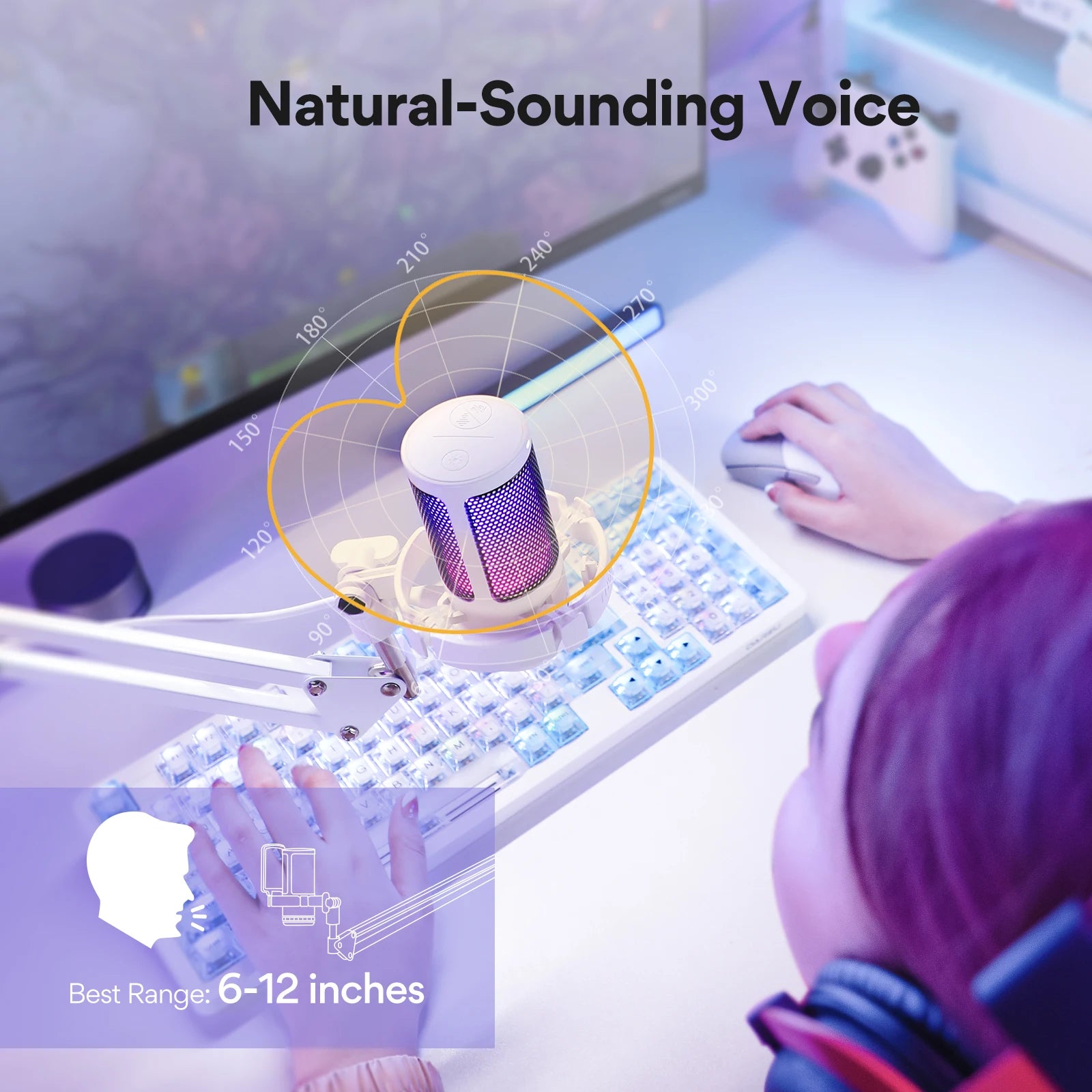 WIRSENS Gamerwave USB Microphone Gaming Mic Condenser Mic RGB Mic