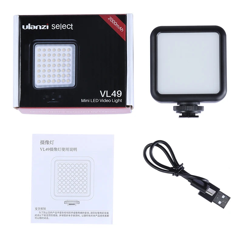 WIRSENS VL49 Mini LED Fill Light – 5500K Daylight, 2000mAh Battery, 6W Power