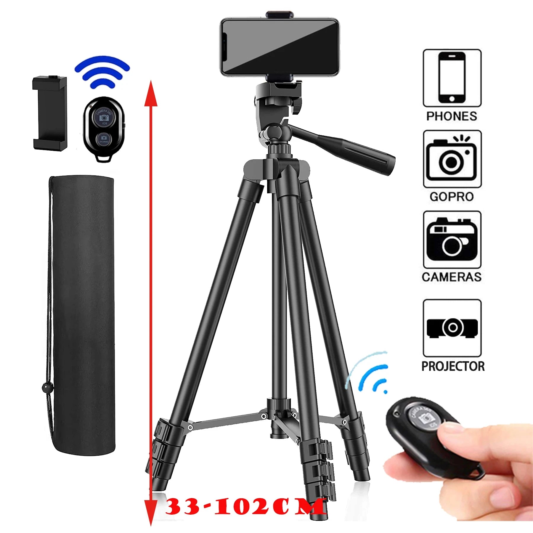 WIRSENS universal Smartphone Tripod – 100 cm + Bluetooth Remote