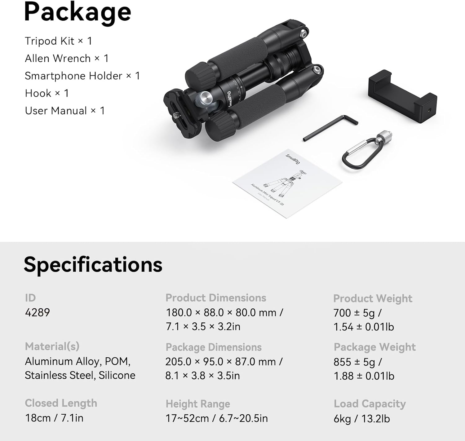 WIRSENS VT-20 Aluminum Mini Table Tripod – Compact. Durable. Exceptionally Stable.