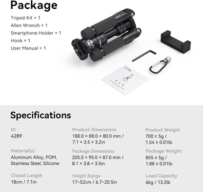 WIRSENS VT-20 Aluminum Mini Table Tripod – Compact. Durable. Exceptionally Stable.