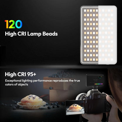 WIRSENS VL120 RGB Camera Light – 2500K–9000K RGB LED Panel with Soft Diffuser