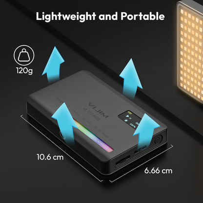 WIRSENS VL120 RGB Camera Light – 2500K–9000K RGB LED Panel with Soft Diffuser
