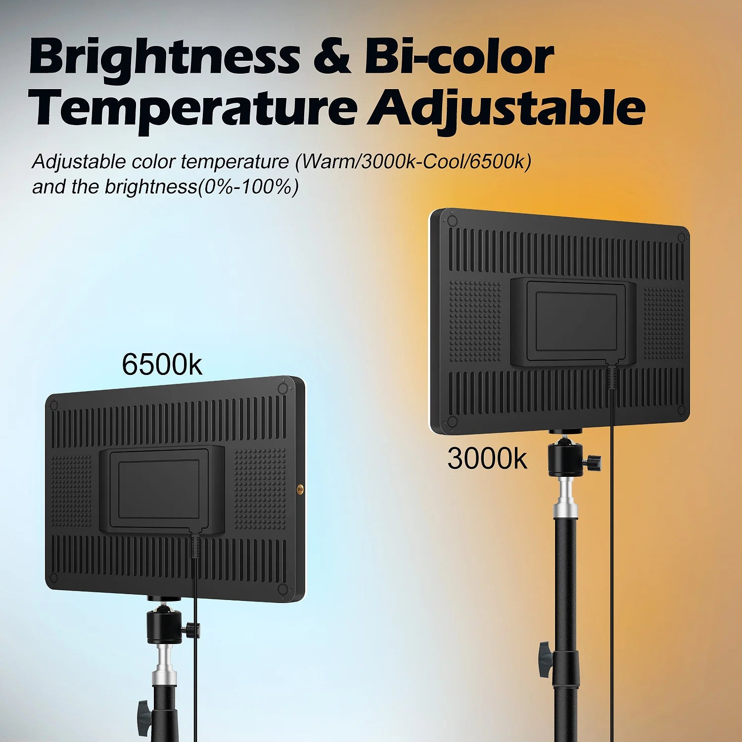 Wirsens Bi-Color LED Video Light with Tripod – 3300K to 5600K Adjustable