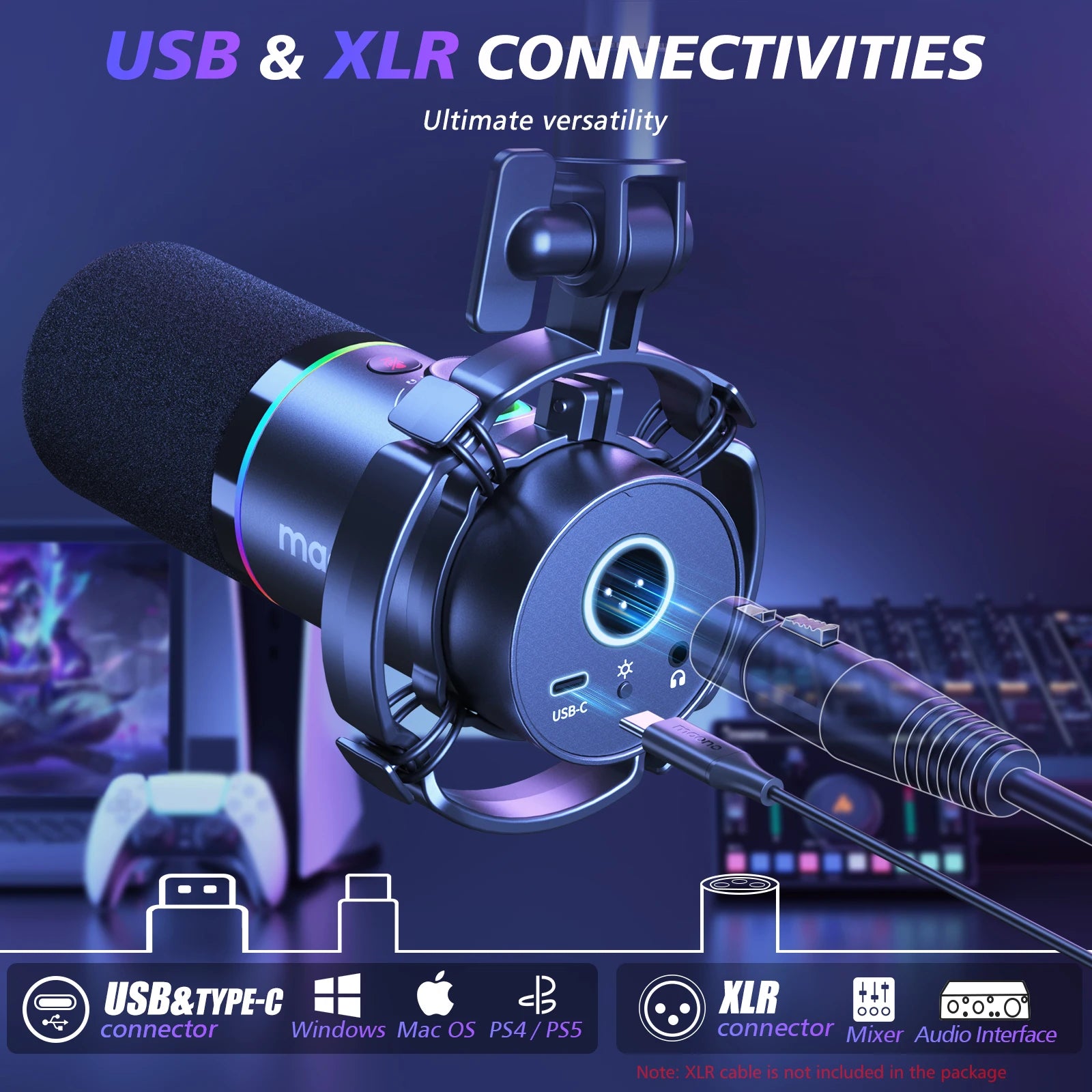 WIRSENS Dynamic Microphone XLR/USB Dual mode Dynamic Mic Podcast