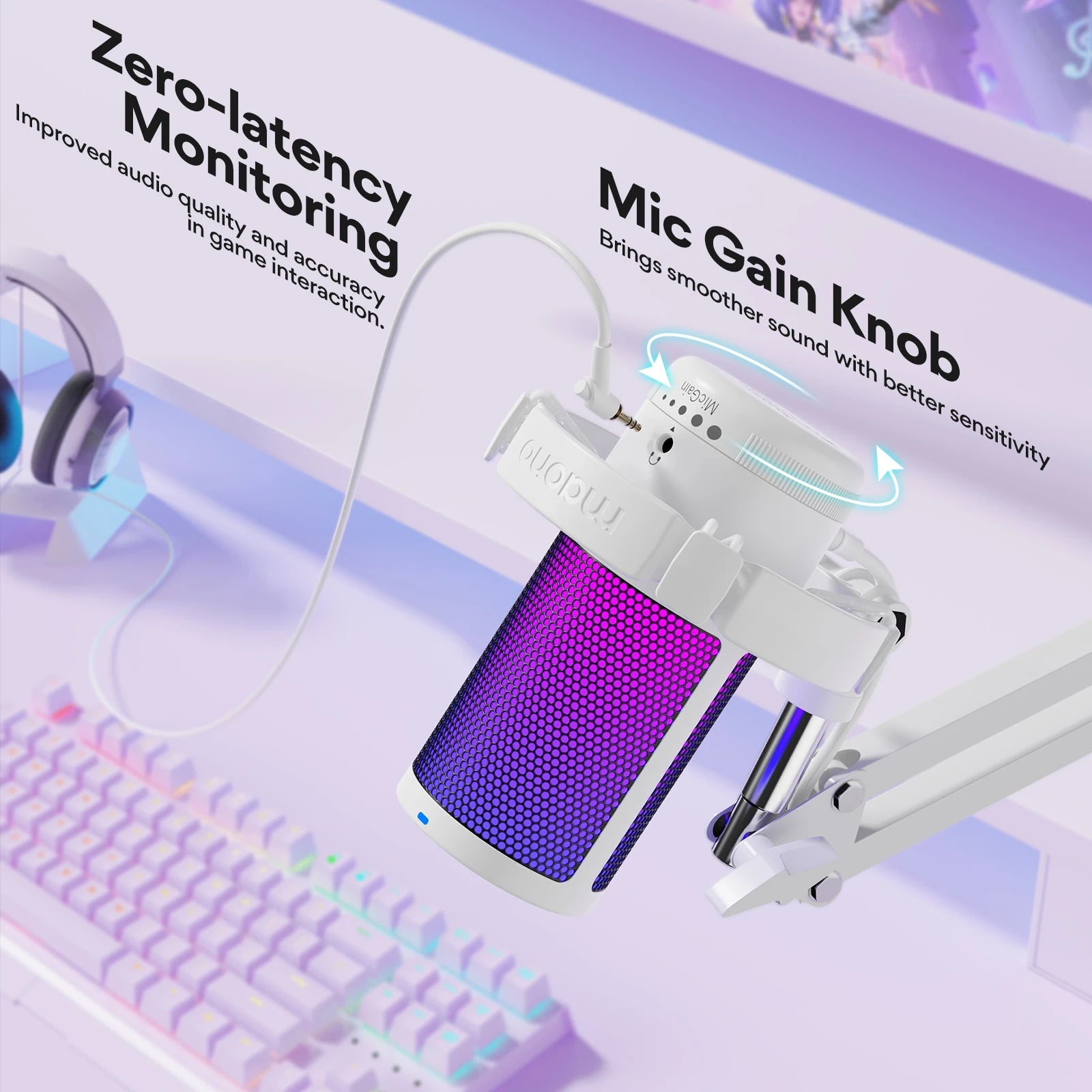 WIRSENS Gamerwave USB Microphone Gaming Mic Condenser Mic RGB Mic