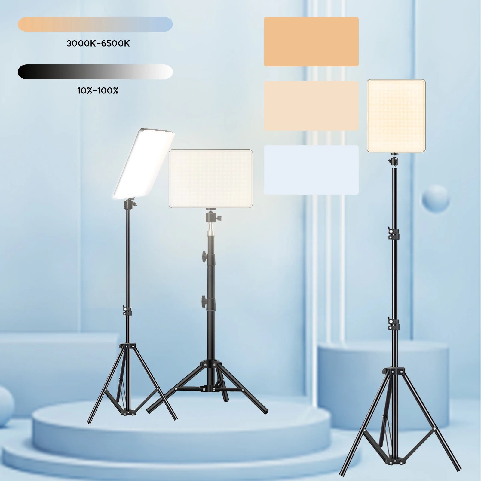 Wirsens Bi-Color LED Video Light with Tripod – 3300K to 5600K Adjustable
