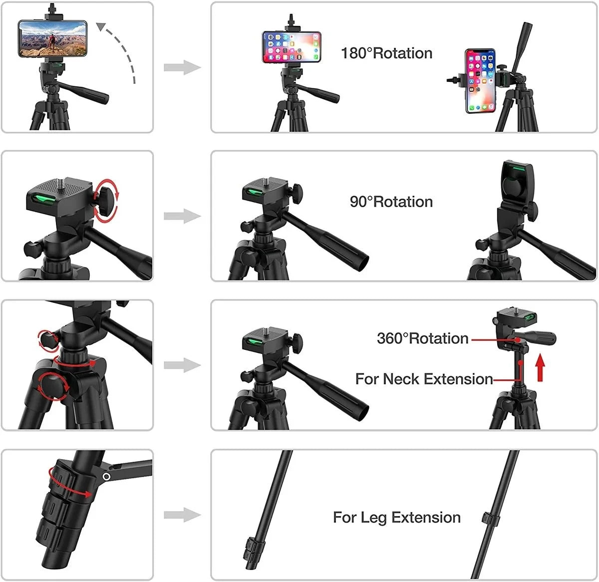 WIRSENS universal Smartphone Tripod – 100 cm + Bluetooth Remote