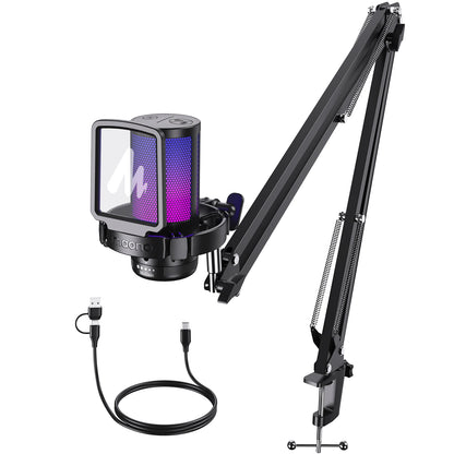 WIRSENS Gamerwave USB Microphone Gaming Mic Condenser Mic RGB Mic
