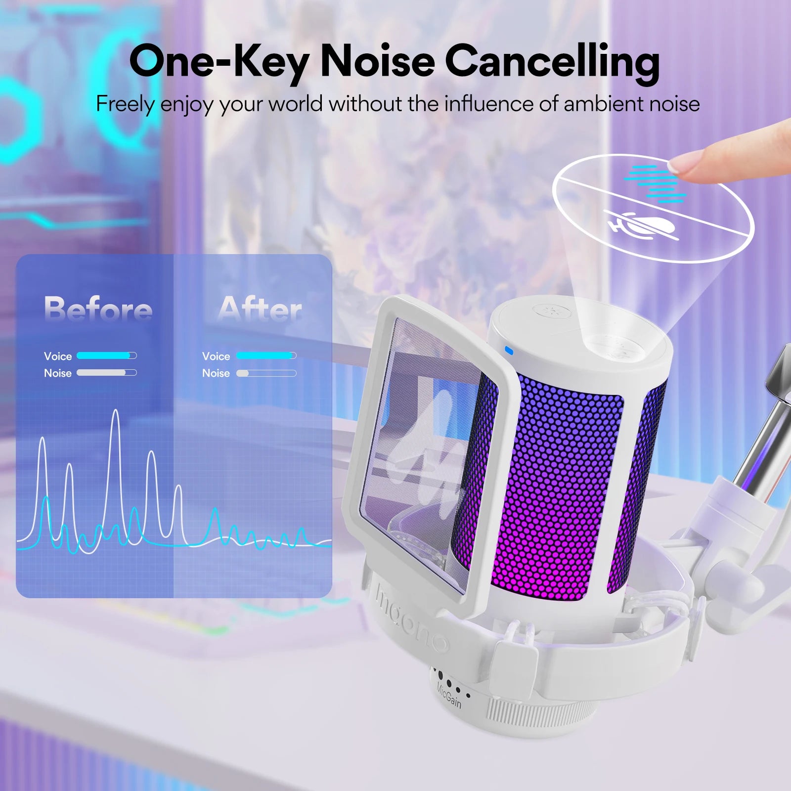 WIRSENS Gamerwave USB Microphone Gaming Mic Condenser Mic RGB Mic