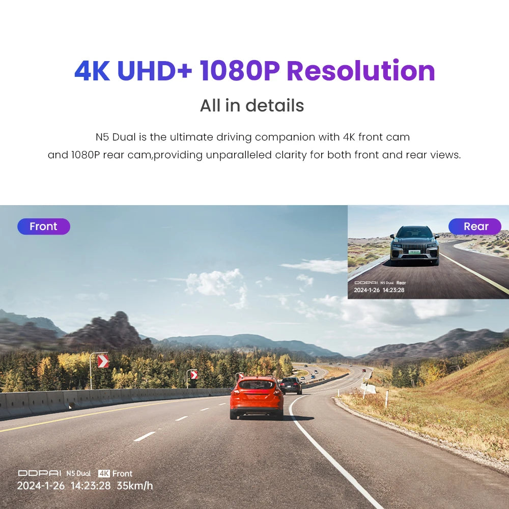 WIRSENS N5 Dual Dash Cam – 4K Ultra HD Protection, Front & Rear