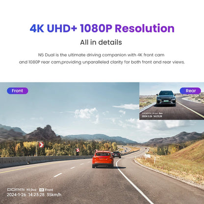 WIRSENS N5 Dual Dash Cam – 4K Ultra HD Protection, Front & Rear