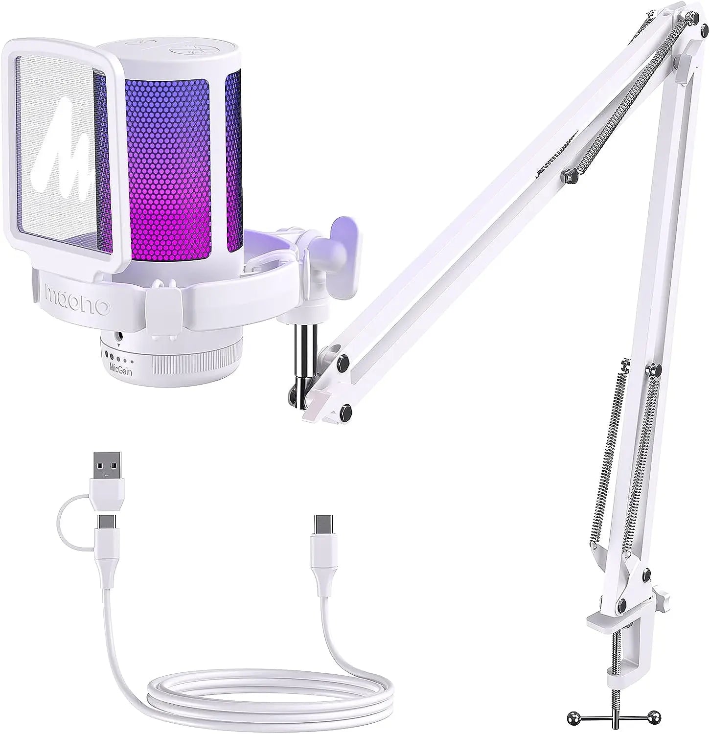 WIRSENS Gamerwave USB Microphone Gaming Mic Condenser Mic RGB Mic